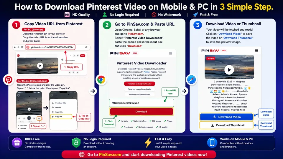 How to download Pinterest video on Mobile & PC in 3 simple steps
